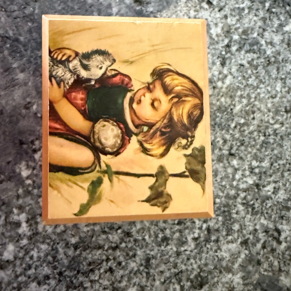 Vintage Style Girl and Dog Art music box.